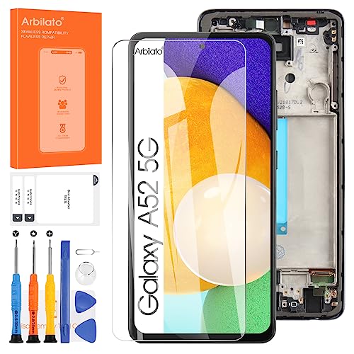 Repuesto de pantalla táctil para Samsung Galaxy A52 5G A526 LCD digitalizador con marco (no para A52 4G, negro con marco)