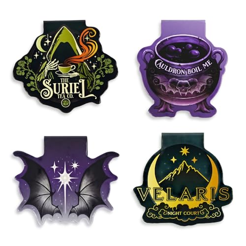 Conquest Journals A Court of Thorns and Roses Magnetic Bookmarks 4-Pack Book Markers Page Clips with Magnets Bookish ACOTAR Designs Gifts for Readers Officially Licensed Sarah J. Maas Collection