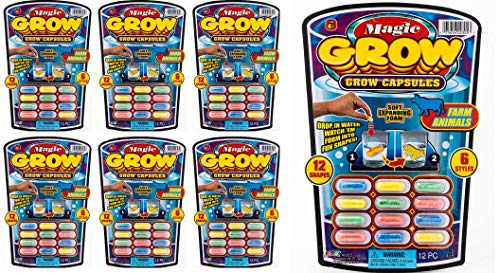 JA-RU Magic Grow Capsules, (6 Packs 72 Capsules Assorted). Water Growing Animals Capsules. Great Party Favor Kids Toy. 305-6p