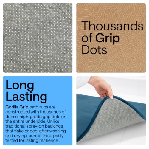Image of GORILLA GRIP Memory Foam Bath Mat, Soft Absorbent Velvet Bathroom Mats, Durable Dots on Underside, Machine Washable Bathmat, Carpet Rug Room Decor for Shower Tub Floor RV, 48x24 Rugs, Blue