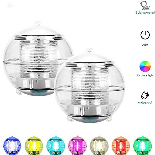 Lanterna flutuante Ajcoflt com LED impermeável de 7 cores alimentado por energia solar e mudança aut