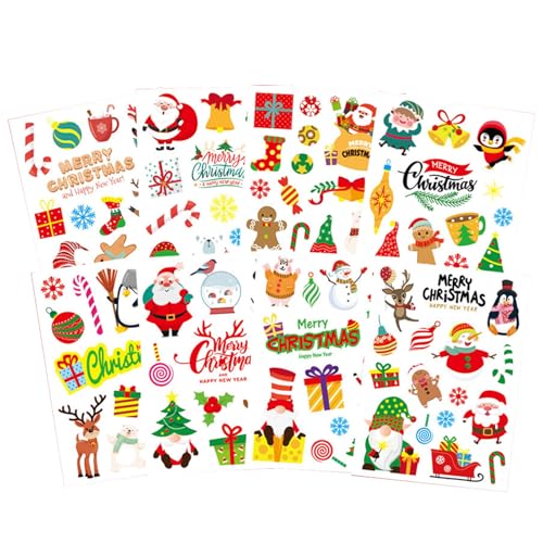 クリスマス シール 16枚セット クリスマス ステッカー サンタクロース クリスマス ツリー 雪だるま トナカイ ジンジャーブレッドマン ベル 松葉杖 雪の結晶 ステッカー 可愛い 手帳用シール ノート スーツケース ノートパソコン ギター 文房具 クリス