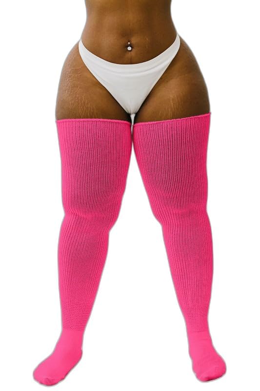 Image of Thunda Thighs Plus Size Thigh High Socks, Over the Knee High Boot Stockings Leg Warmers, Extra Long & Thick Socks