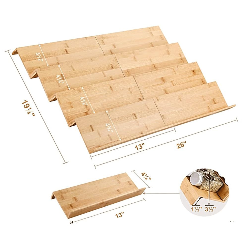 Organizador De Cajón De Especias - Bandeja De Especias De Bambú De Cuatro Niveles - Adecuado Para Cajones De Gabinetes Y Encimeras - Almacenamiento Multifuncional (8pcs)