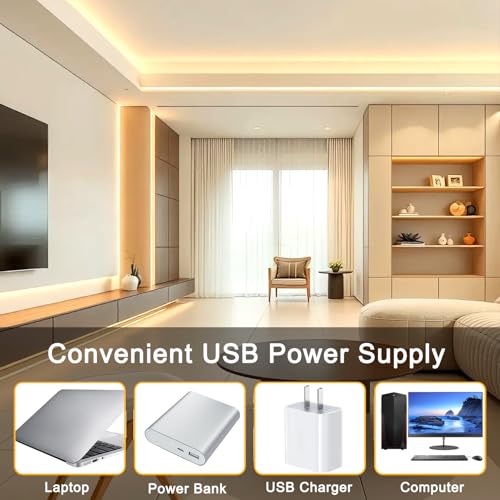 Tira de luces LED COB 6ft USB luz blanca cálida miniatura 2