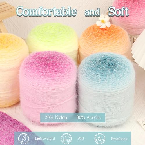 Image of Katech Ombre Yarn for Crocheting-Large Skein of Gradient Yarn Cake-2 Pack of 200g /7.05 oz-80% Acrylic,20% Nylon- #4 Medium-Perfect for Star Blankets, Scarves, Shawls and Garments (K)