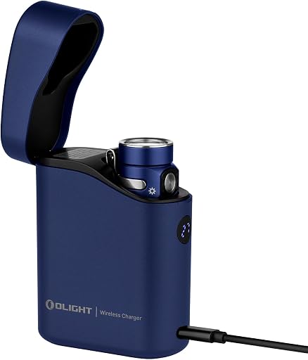 OLIGHT Baton4 Premium Edition EDC Flashlights 1300 Lumens with Type-C Charging Box, Powered by Rechargeable Battery, Small Bright Light IPX8 Waterproof for Emergencies Outdoors (Regal Blue)