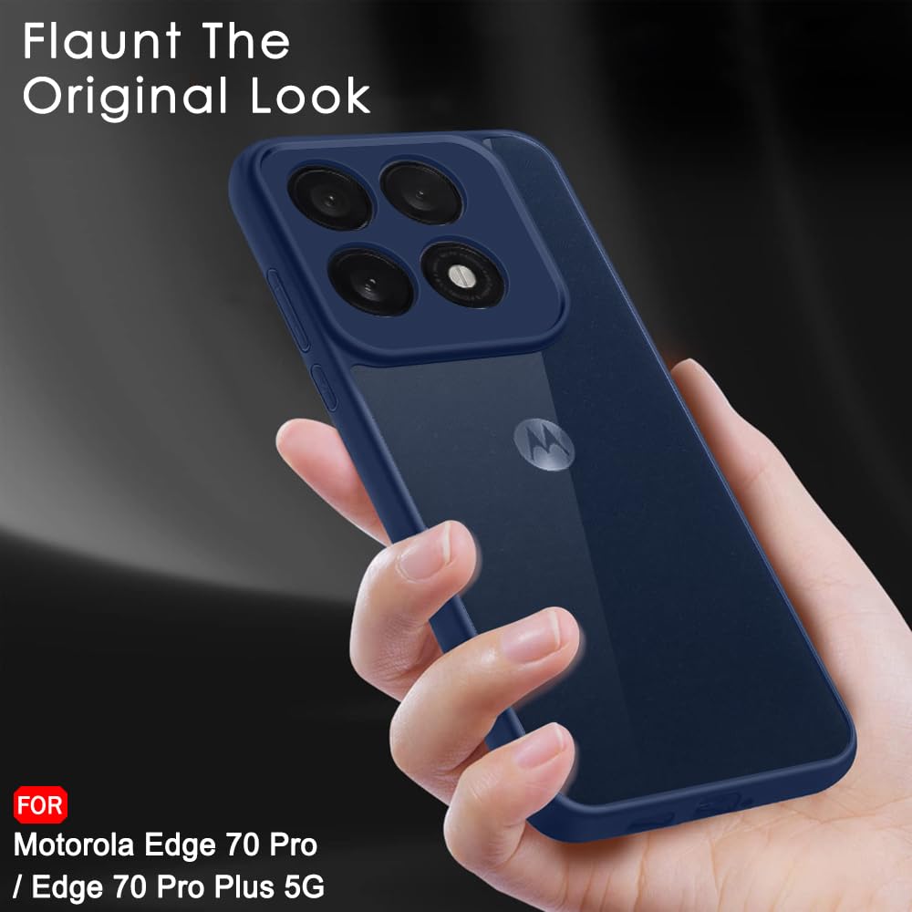 TheGiftKart Hybrid Shockproof Back Cover Case for Motorola Moto Edge 70 Pro/Edge 70 Pro Plus 5G | Camera Protection Module | Hard Back Cover Case (PC & TPU, Transparent Clear Back, Blue Sides) — Amazon image 6