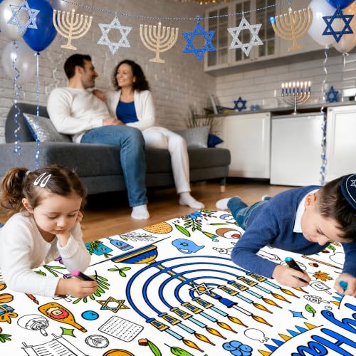 Image of OHOME Hanukkah Crafts for Kids - Hanukkah Giant Coloring Poster /Tablecloth