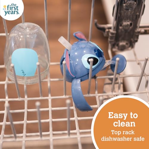 Image of The First Years Disney Lilo & Stitch Weighted Straw Cup - Spill Proof Toddler Straw Cups with Flip Top Cover - Transition Sippy Cup - Toddler Feeding Supplies - 7 Oz - Ages 6 Months and Up