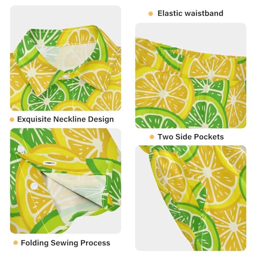 Image of Sunflower Floral Yellow Black Short Sleeve Hawaiian Button Down Shirts and Short Sets for Boys Toddler Summer Outfits