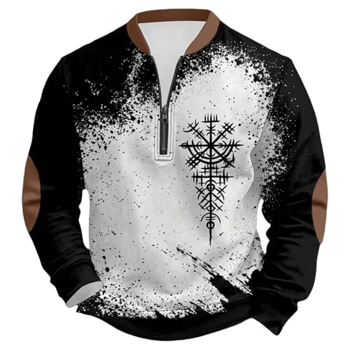 Sweat-shirt sans capuche homme imprimé graphique gilet col demi-zip
