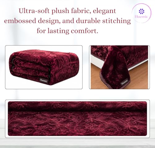 Image of Maroon Double Bed Blanket 500 TC Super Soft Premium Microfiber Blanket, 87 x 85 Inches, Warm & Lightweight Winter Blanket, Soft Cozy AC Blanket, All Season Bed Blanket for Home & Travel