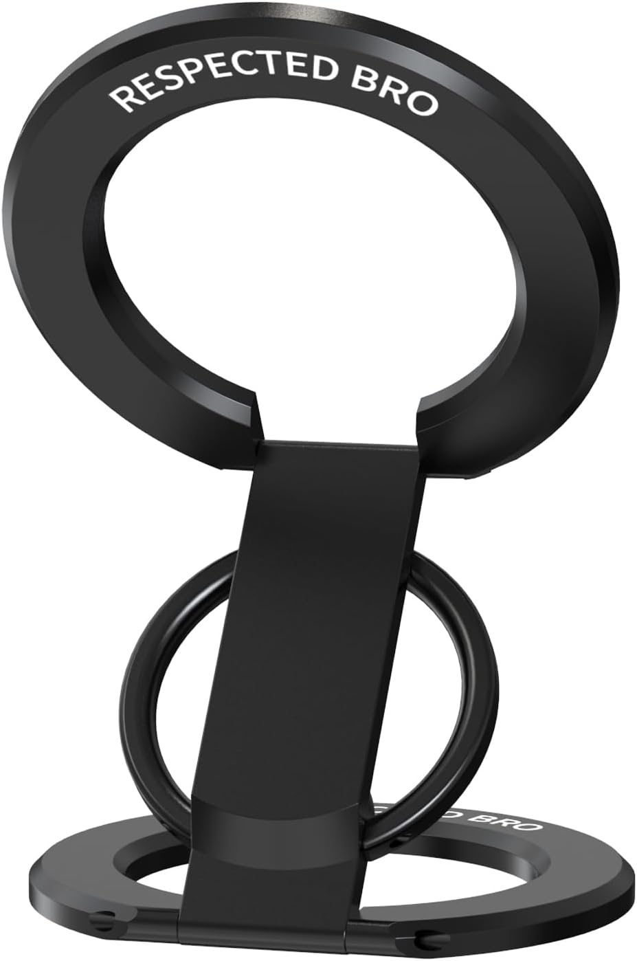 Magnetic-Phone-Ring-Holder with Dual Rings, Compatible with iPhone 17/16/15/14/13/12, Multifunctional Stand for Desk, Office, Gym, Kitchen & All Metal Surfaces, Finger Loop Grip (Black)