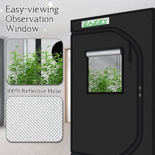 Image of zazzy Hydroponic Grow Tent, 24 inchx36 inchx60 inch Reflective Mylar Grow Tent