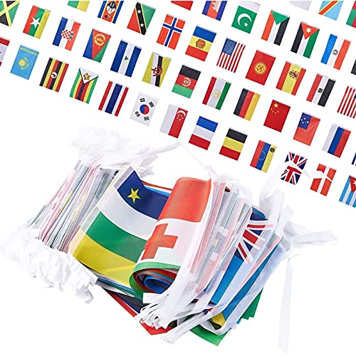 250-Piece World Country Flags â€“ 200-Feet Small International Flags Pennant Banners, Flags of The World for Party, Decoration, Sport, Event, Festival, Celebration - 150 Countries, 8.5 x 5.2 Inches