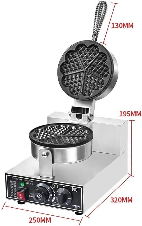 Macchina per waffle, 1200 W, antiaderente, elettrica, professionale, con controllo della temperatura e del tempo, ideale per panetteria, casa, cucina e ristorante.,
