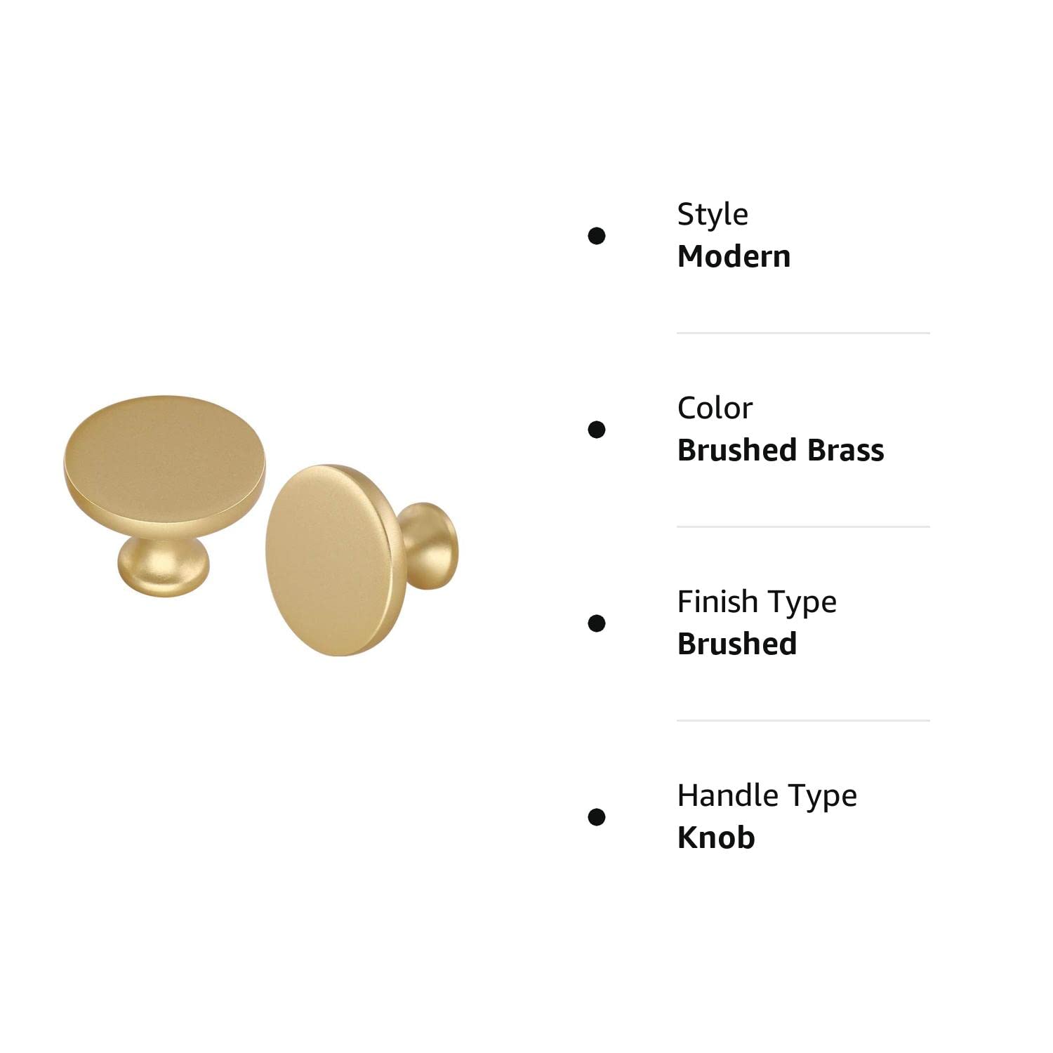 homdiy Gold Kitchen Cabinet Knobs Round Dresser Knobs - HD9189BB 10 Pack Solid Modern Brass Drawer Knobs Metal Cabinet Door Knobs for Dresser