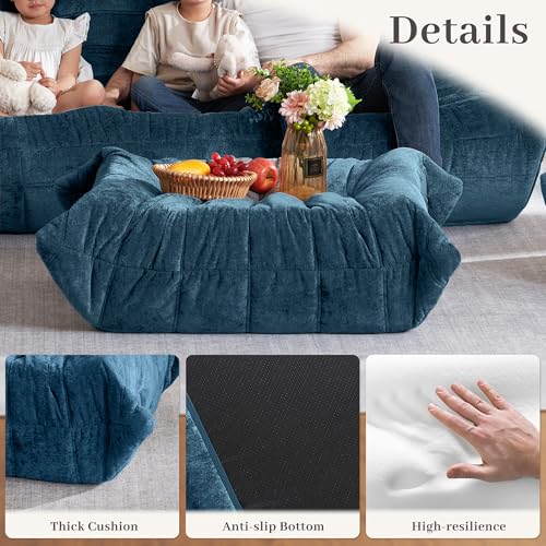 Image of HABUTWAY Bean Bag Ottoman,Memory Foam Foot Rest,Ottoman,Navy Blue | Fireside Chair Ottoman,Memory Foam Lazy Bean Bag Sofa for Living Room,Bedroom,Dorm,Office