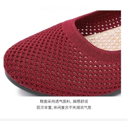 Womens Knit Ballet Flats Ladies,Breathable Mesh Loafers Round Toe Slip On,Comfortable Pointed-Toe Dressy Shoes3