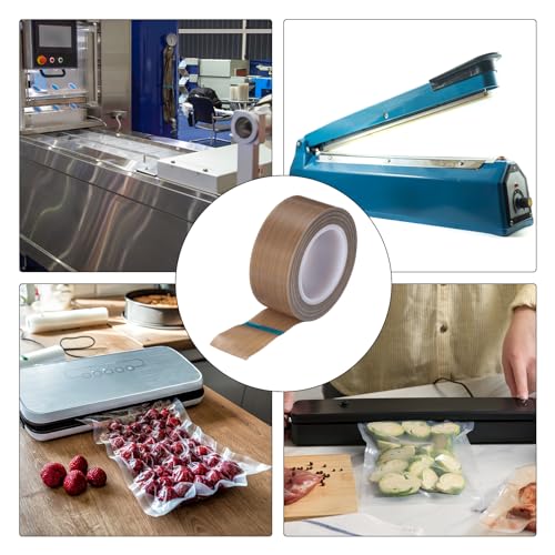 Image of MECCANIXITY 10m /33 Feet,25mm /1 Inch PTFE Tape,PTFE Fabric Tape,Adhesive PTFE Film Tape for Vacuum Sealer Machine,Hand Sealers High Temperature,Brown