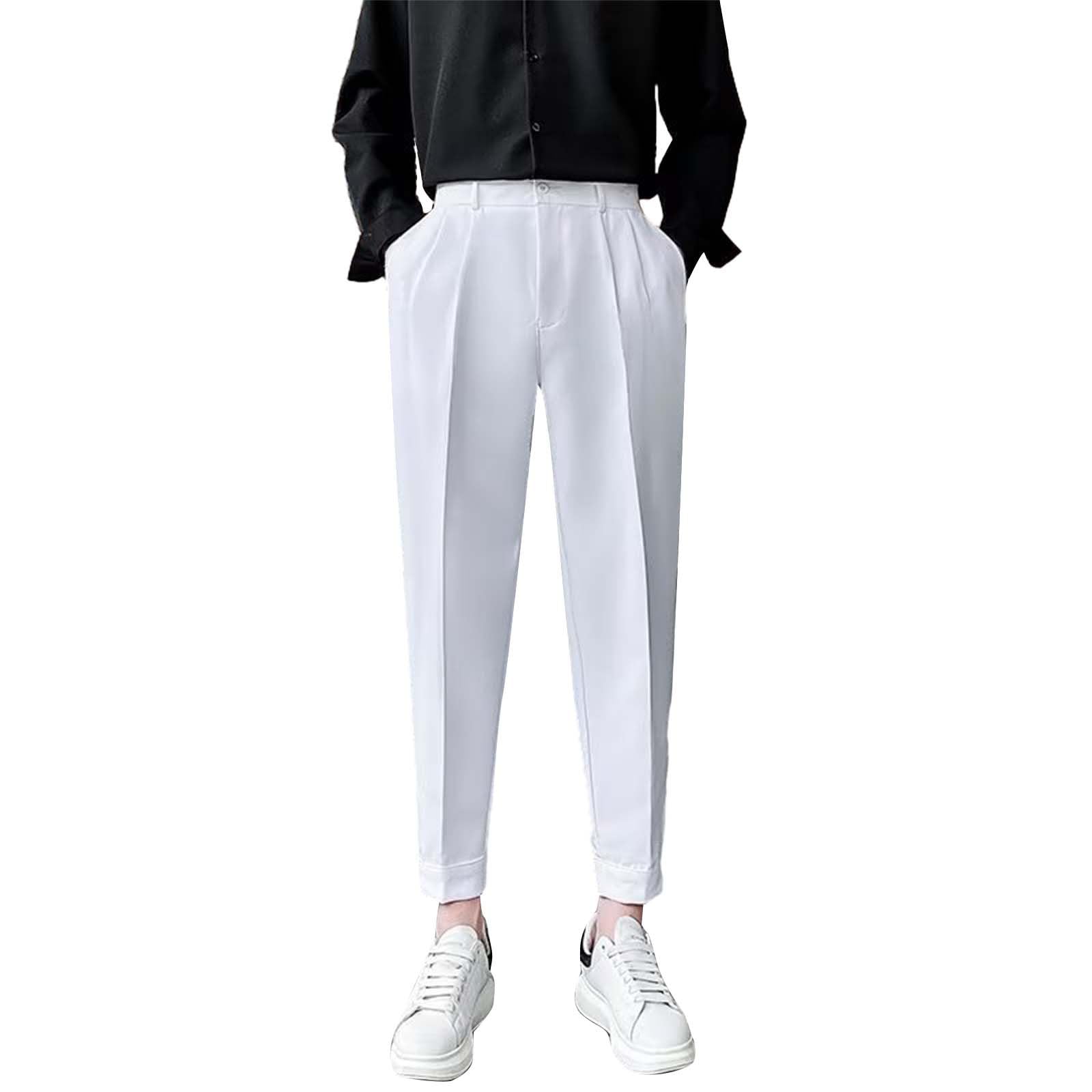 GenericWork Trousers Men,Mens Business Casual Office Work Suit Pants Premium Pleated Flat-Front Stretch Smart Formal Dress Pants Slim Fit Chino Golf Trousers Walking Trousers for Men UK