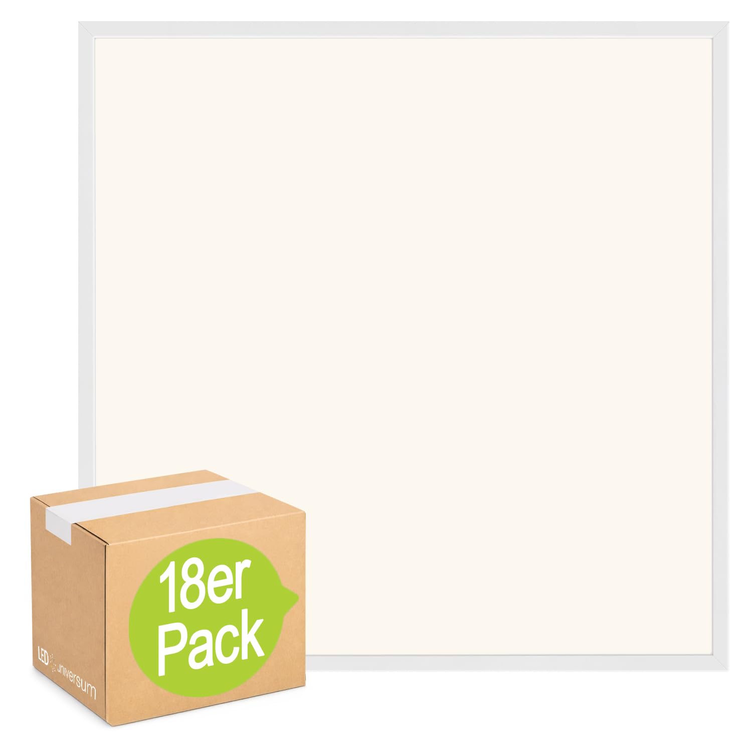 18x LED Panel rahmenlos 62x62cm 40W 3000K warmweiß 4000lm 100 Lumen/Watt flimmerfrei UGR<22 Einbau Rasterleuchte Einlegeleuchte Deckenleuchte Odenwalddecke OWA 620x620x32mm