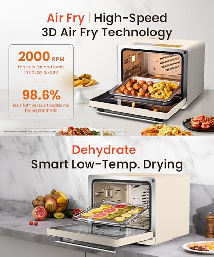 Image of FOTILE HYZK32-E3-E ChefCubii 1.1 cu. ft. 4-in-1 Combi-Steam Oven with Steam-Bake, Air Fry, Convection, Dehydrator Functions, and 50 Preset Menus, Beige