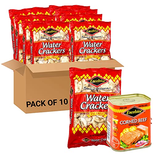 Excelsior Water Crackers, 10.58 oz (Pack of 10) + EXCELSIOR Corned Beef in Natural Juices, 12 Ounce - image 1