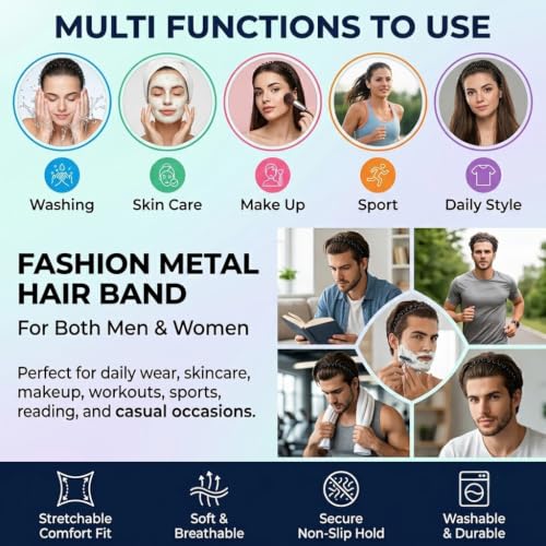 Image of Glaze Non-Slip Metal Zigzag Pack of 2 for Men & Women Hair Band