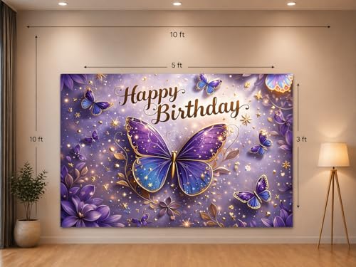 Image of Happy Birthday Theme Backdrop Banner Cloth 3x5 ft - Digital Print Cloth Background, Reusable Birthday Party Wall Decoration for Girls, Photo Booth & Stage Decor