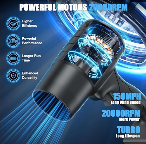 Image of Handheld Electric Portable Air Blower,Turbo Jet Blower Cordless 48V,Handheld High Powerful Blow Brushless Motor for Extra runtime,Multipurpose Car,Home Corner, Road Cleaning (Multi)