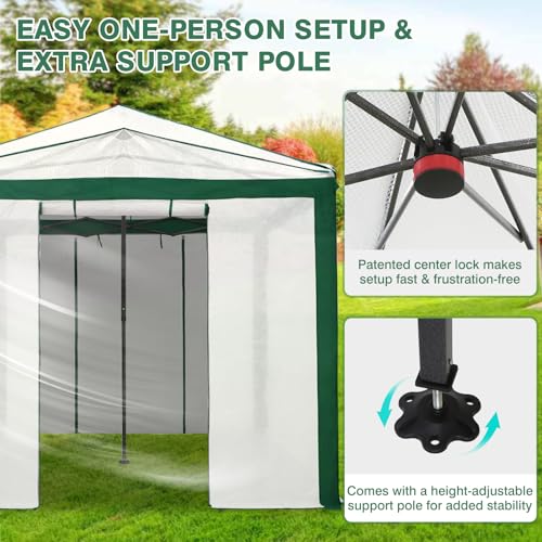 Image of EAGLE PEAK 12x8 Walk in Pop Up Greenhouse, Support Pole, Green /White