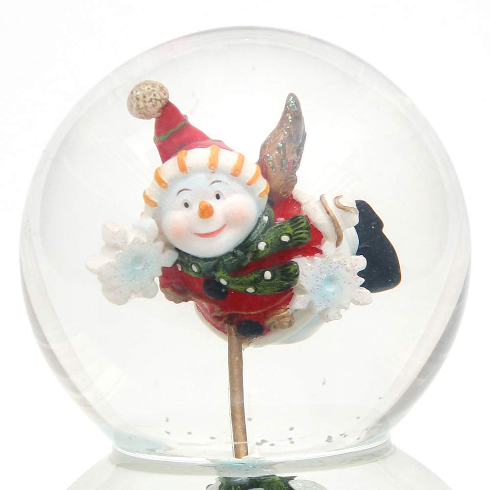 Dekohelden24 Palla di neve doppia XXL, pupazzo di neve con carillon, dimensioni (A x L x P): circa 20,5 x 12,5 cm/Ø 6 e 10 cm.