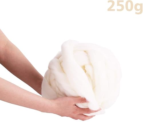 Miniatura 2 de 2 piezas de lana a granel – Hilo grueso de lana súper de 8.82 onzas, parte superior de lana para fieltro de aguja, suministros de lana de fieltro