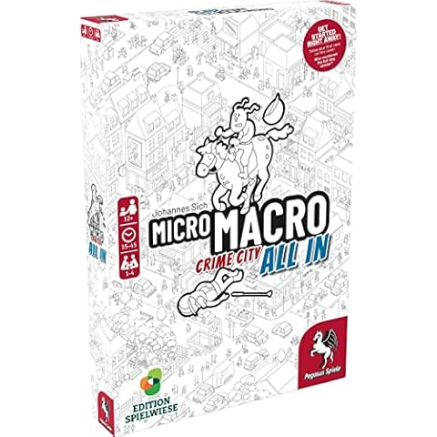 Pegasus Press | MicroMacro: Crime City 3: All In | Board Game | Ages 12+ | 1-4 Players | 15-45 Minutes Playing Time Cover