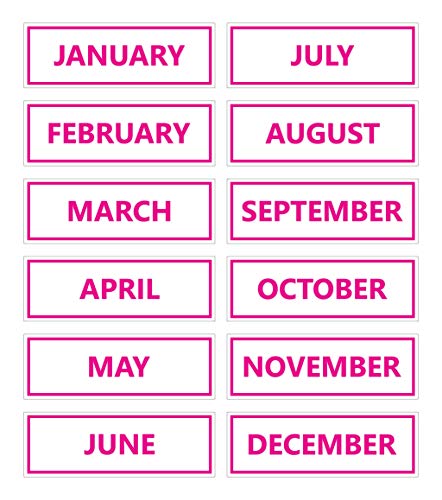 Calendar Month Magnets (Non-Abbreviated) by DCM Solutions (Pink Inverted)