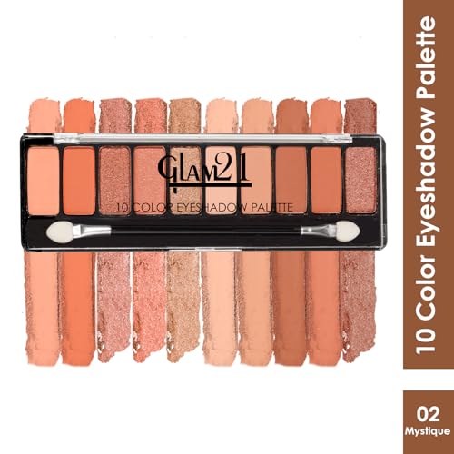 Image of Glam21 Mystique 10 Color Eyeshadow Palette |Long-Lasting | Smudge Free | Long Wearing And Easily Blendable Eye Makeup Palette Matte, Shimmery And Metallic Finish