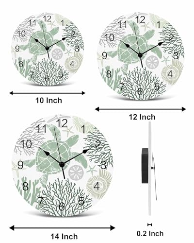 Reloj de pared redondo 14 pulg color verde salvia PVC silencioso miniatura 7