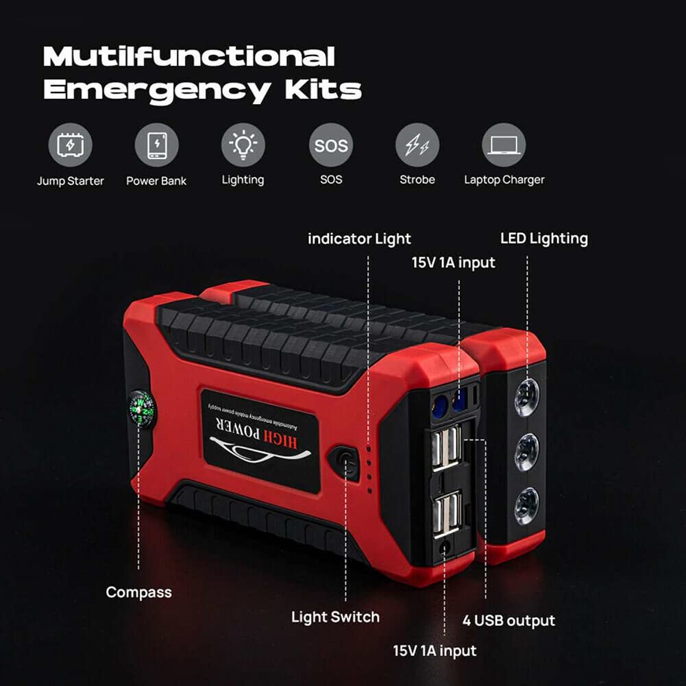 yesTGE 20000mAh 12V Banco del Poder del arrancador del Salto del Coche, Cargador de Refuerzo de batería de Coche portátil Dispositivo de Arranque Arrancador diésel Batería Externa