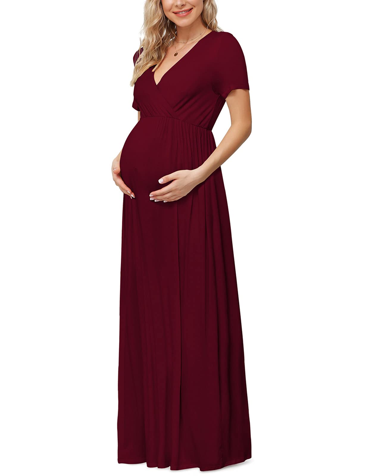 Xpenyo Maternity Maxi Dress Women Casual Wrap Long Baby Shower Pregnancy Dresses