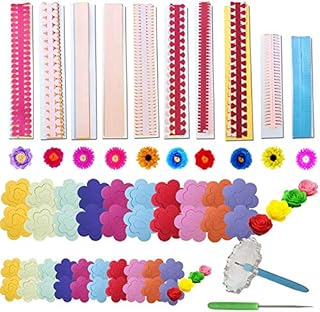 Woohome 143 PCS Paper Quilling Strips Flower Design Set Quilling Flowers Paper Handmade Flower Design Paper Art Quilling for Crafts, Home Decoration