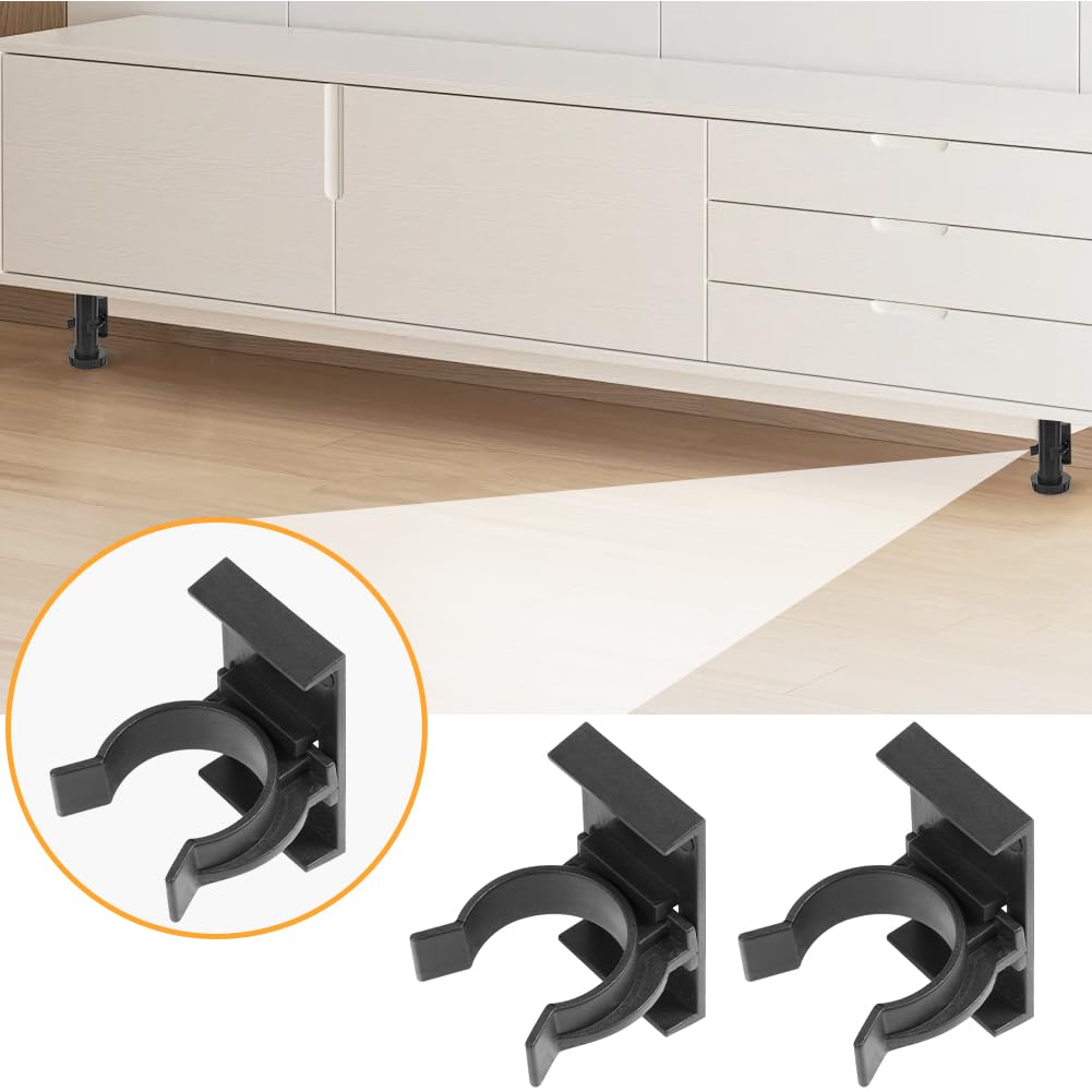 Flintronic 12 Piezas Clips de Fijación para Zócalos de Cocina, Soportes para Zócalos de Cocina, Zoca-lo Coci-na con 30 Tornillos, para sofás, mesas, camas, soportes de TV, armarios, para 27mm-33mm