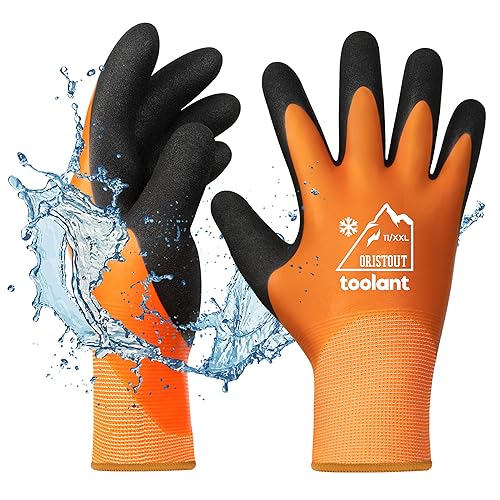 OriStout Thermal Work Gloves for Cold Weather Waterproof Winter Gloves, Touchscreen, Super Grip, for Gardening Fishing