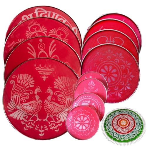 Set of 12 Kolam Rangoli Stencils for Door Entrance Plastic Mats 1...
