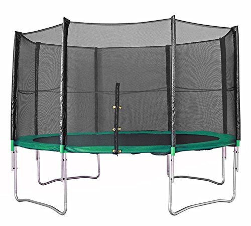 Best for Sports trampoline with TÜV Intertek and GS certificate 4 sizes to choose cm with safety net, ladder, RAIN COVER with anchor KIT, BIS 180 KG!
