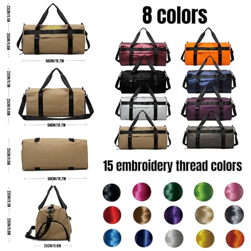 Personalised Women Duffel Bag Embroidered Name Custom Travel Tote Bag Overnight Weekender Bags with Wet Pockets and Shoe Compartment Gift for Travel Yoga Gym Storage Camping Moving2