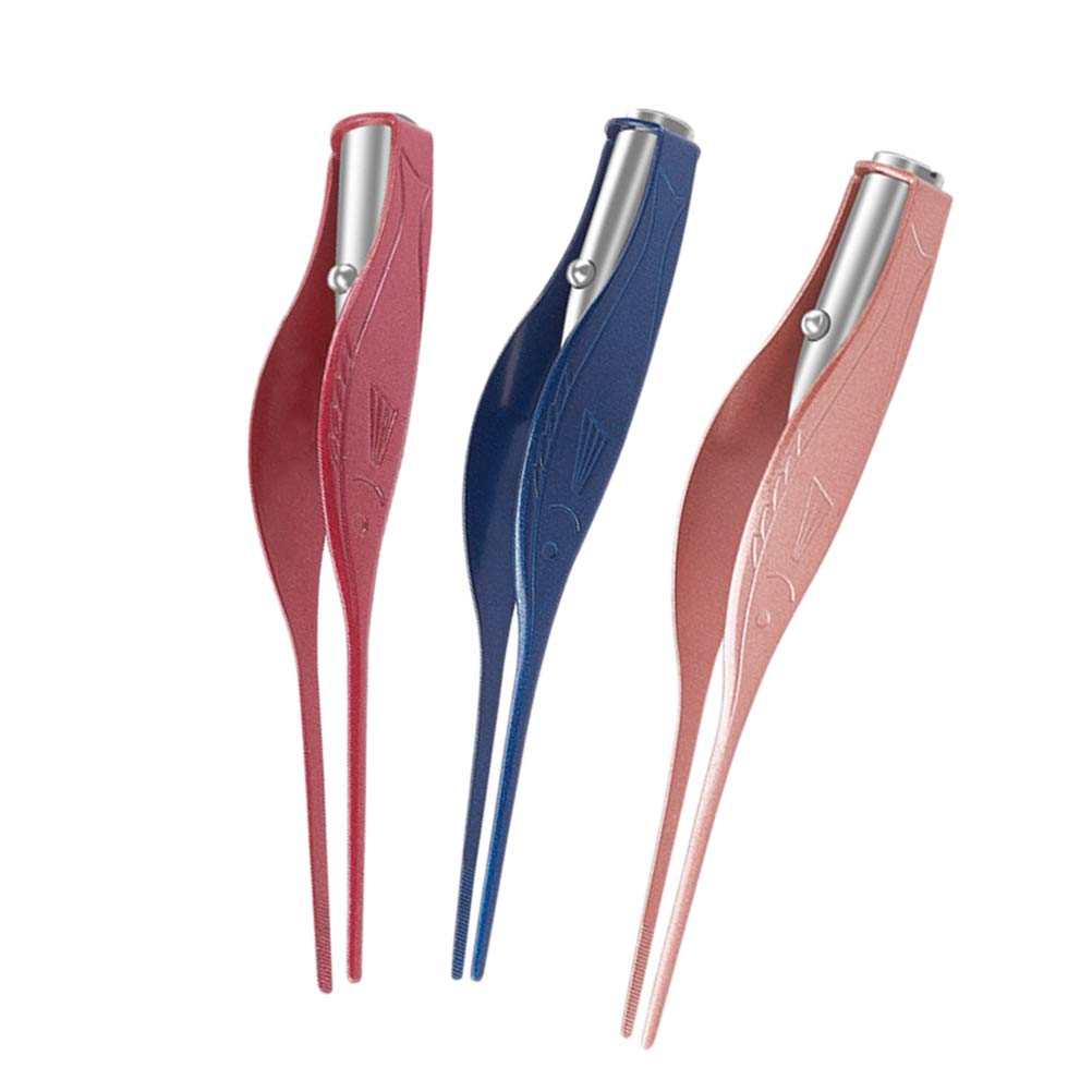 SUPVOX 1 pinzetta per orecchie a LED, rimozione del cerume in acciaio inossidabile, pinzetta cosmetica per la rimozione dei peli di ciglia e sopracciglia (colore casuale)