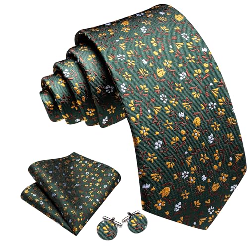 Image of Barry.Wang Ties for Men Silk Tie Sets Polka Dot Woven Necktie Pocket Square Cufflinks Business Wedding