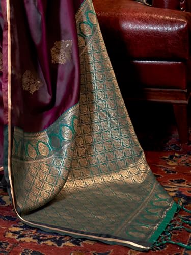 Image of AKHILAM Women's Satin Silk Bagh Printed Saree With Unstitched Blouse(KNTKLX391001 RJ Parent)